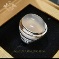 Cincin Pria Perak 950 Original – Emban Batu Kalsedon Custom Size EB008