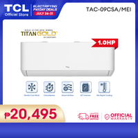 TCL 1.0HP Inverter Aircon Split-type Air Conditioner TAC-09CSA/MAY (IOT, Gentle Wind, 3D Air Supply, Titan Gold, Full 5D DC Inverter)