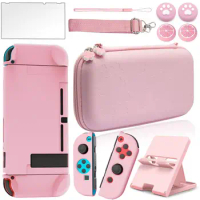 Sakura Case Travel Accessories Thumb Grip Cap for Nintendo Switch OLED Carry Case Bundle Carrying Case Kit Adjustable Strap