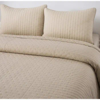 Cotton Bedspread - Solid Color Quilt with 2 Pillow Shams: Lightweight Modern Quilted Bedspread, Minimalist Bedding, Summer
