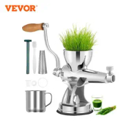 VEVOR Manual Wheatgrass Juicer Stainless Steel Hand Crank Wheatgrass Grinder with Suction Cup Base &amp; Table-top Clamp for Ginger