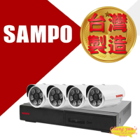 【SAMPO 聲寶】監視器組合 4路4鏡 DR-TWEX3-4錄影主機 VK-TW2C66H 2百萬畫素槍型紅外線攝影機 昌運監視器