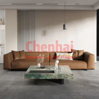 Italian simple living room Modern luxury leather ROGER combination Italian style sofa Straight row leather sofa