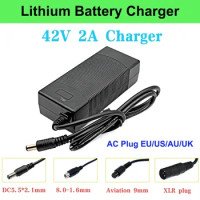 42V 2A Lithium Battery Charger 10S 36V for Electric Bicycle Scooter, Balance Car Charger DC:5.5/Xiaomi 8.0/Aviation 9.0/XLR Plug