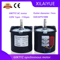 60KTYZ AC motor 220V 2.5rpm -110rpm motor micro slow speed machine 14W permanent magnet synchronous motor