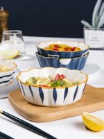 北歐ins陶瓷花邊波紋碗沙拉水果碗創意甜品碗烘培碗家用餐具湯碗