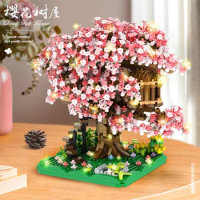 Cherry Blossom Bonsai Tree Building Blocks Set,Cherry Blossom Bonsai Tree Mini Building Blocks Kit Teens And Adults Great Gift