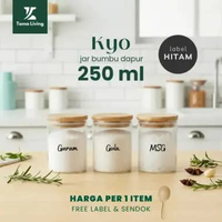 TAMA LIVING Kyo Jar Bumbu Dapur Gula Kopi Teh 250 ml Label Hitam Tempat Bumbu Toples Bumbu Dapur Jar