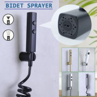 Sprayer Set Bidet Shattaff Toilet Cleaning with Stainless Steel/PVC Hose Plastic Holder High Pressure Black Chrome Gold White