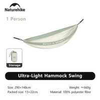 HAMMOCK ULTRALIGHT NATUREHIKE NH21DC011 1P RICE GREEN
