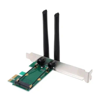 Wireless Card WiFi Mini PCI-E Express to PCI-E Adapter with 2 Antenna External for