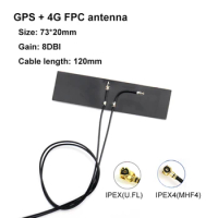 2pc GPS+4G antenna GPS LTE FPC cable Flexible internal IPEX U.FL IPEX4 MHF4 high gain 8dbi for SIM76