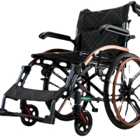 Manual wheelchair folding, lightweight urinal carrying aluminum alloy travel handcart for elderly transportation