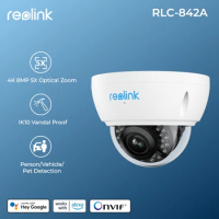 Reolink 4K PoE 8MP IP Surveillance Camera 5X Optical Zoom Human/Car Detection IK10 Explosion-proof Outdoor Security Cameras P435