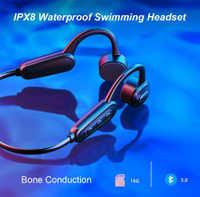 16GB IPX8 Waterproof Diving Swimming Surfing Wireless Bluetooth MP3 Player Bone Conduction Headset Music Player