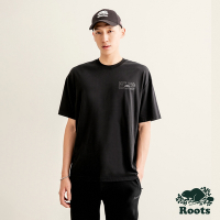 Roots 男裝- CASTLEFIELD寬版短袖T恤-黑色