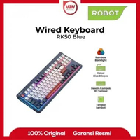ROBOT RK50 Wired Keyboard Kabel Rainbow Backlight Type-C 89 Tombol Kompak Lembut Senyap Ergonomic De