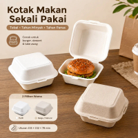 Bagasse Natural Lunch Box Burger 6in Kotak Makan Kue Cake Box Kemasan Ramah Lingkungan Biodegradable