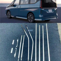 Car Styling Lower Window Moulding Decorative Cover Sticker Body Strip For Nissan Serena C28 2023 + Trim Frame Auto Accessories