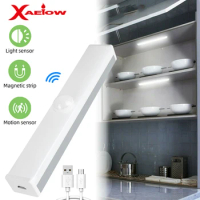 6/10/14/20LED Motion Sensor Night Light Cabinet Lamp For Bathroom Washroom Kitchen Waterproof Mirror USB Rechargeable Light