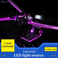 6 in 1 RGB LED Atmosphere Car Light Interior Ambient Light Fiber Optic Strips Light by App Control DIY Music 8M Fiber Optic Band