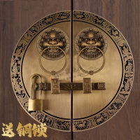 免運 開立發票 中式純銅仿古大門拉手圓形古建祠堂獸頭門環庭院木門門環雙扇門