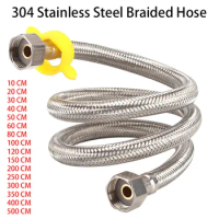 Shower Hose 10-500CM 304 Stainless Steel Braided Tube Home Faucet/Toilet/Water Heater Hot Cold Water Inlet Pipe Fitting Connect