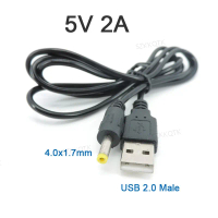 Kabel Pengecas Kuasa USB 2.0 A Lelaki ke DC 4.0x1.7mm, Panjang 1M, 5 V 2A, 24AWG, DC 4.0MMX1.7MM, Pe