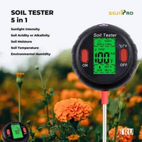 SOJIPRO Soil Analyzer Soil Tester 5 in 1 / Alat ukur PH Cahaya Suhu Kelembapan