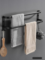 免打孔浴巾架黑色毛巾架單桿衛生間廁所置物架浴室毛巾架掛桿掛件