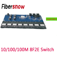 Gigabit Switch Ethernet 8F2E Fiber Optical Media Converter 8พอร์ตไฟเบอร์2 RJ45 10/100/1000M 8 SC PCB