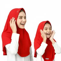 jilbab anak kerudung sekolah sd serut pita instan katun premium perempuan Merah Cabe (Uk. L)