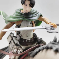 Attack on Titan Figure With Horse Rival Ackerman Levi PVC Action Figure Rivaille Collection Model Toys Gifts 18cm