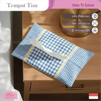 Tren-D-home - Tempat sarung tisu motif kotak polkadot bahan kain kanvas ruang tamu rumah tissue box 