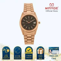 Mirage Jam Tangan Pria Analog TS 195 M Rose Gold Original Stainless Plat Hitam