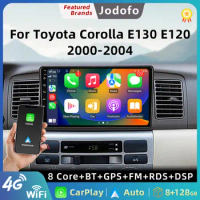 Jodofo 2 Din Android 12 Car Radio Multimedia Player Navigation GPS For Toyota Corolla E130 E120 2000-2004 Carplay 2din Stereo