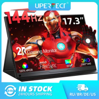 UPERFECT 2K 144Hz Portable Monitor 17.3 Inch 2560x1440 IPS HRD Screen Dual USB C HDMI Computer Gaming Display for PC Phone PS4/5