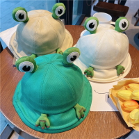 可愛小青蛙漁夫帽裝飾女春夏學生百搭親子帽子防曬遮陽帽盆帽