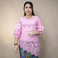 Ryuca - Rianty atasan kebaya brukat semi prancis benang metalik untuk Pesta Rosepink