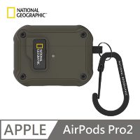 National Geographic 國家地理 Rugged Bumper 自動開蓋 耳機保護殼 適用 AirPods Pro 2 - 卡其色