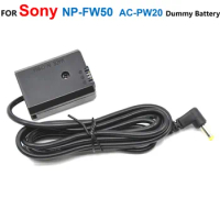 AC-PW20 DC Coupler NP-FW50 NPFW50 Dummy Battery 4.0*1.7mm Male For Sony A6000 A6300 A6500 A7000 a7 a7R NEX5 SLT A65 A77 ZV-E10
