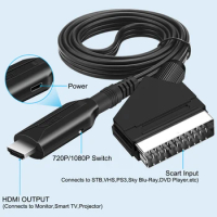 SCART To HDMI ,HDMI To SCART Video Audio Upscale Converter Adapter 1080P/NTSC/PAL for HD TV DVD for Sky Box STB Plug and Play