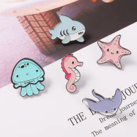 ocean Marine animal Octopus starfish sea horse Enamel Pins Brooches Clothing Backpack Lapel Badges Jewelry Accessories decor