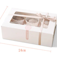 White Six Muffin Box,Kraft paper Six Muffin Box, CUPCAKE cake box with Window 20PCS/LOT