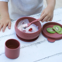 【minikoioi】土耳其製 小美食家碗杯匙3件組 多色可選(副食品 矽膠餐具 彌月禮)