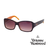 【Vivienne Westwood】英國精品時尚寬板方框系列造型太陽眼鏡(VW66102-紫)