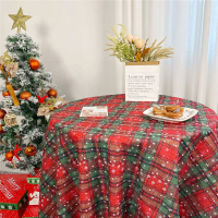 2025 Christmas Tablecloth Plaid Dining Table Cloth Photo Coffee Table Cloth Small Round Table Cover