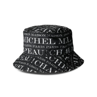 【Maison Michel】時尚流行滿版Logo 帆布漁夫帽(黑)