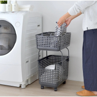 【日本 LIKE IT】北歐風可堆疊組合式收納洗衣籃組 輪子顏色隨機