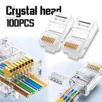 100pcs Cat6a RJ45 Connector Tulin - Pure Copper CAT6E Crystal Head for PoE++/Gigabit AMP Certified